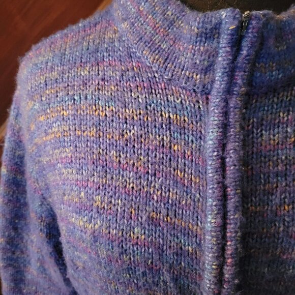 Alps Womens Medium Blue Wool Blend Zip-Up Sweater - Picture 2 of 3